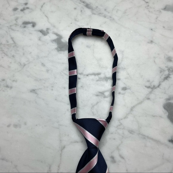 Gymboree Navy Blue Pink Striped Velcro Boys Neck Tie - Picture 2 of 8